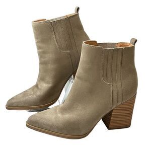 Nine West Orleeh Women's Block Heel Ankle Boots Tan Taupe Size 8.5